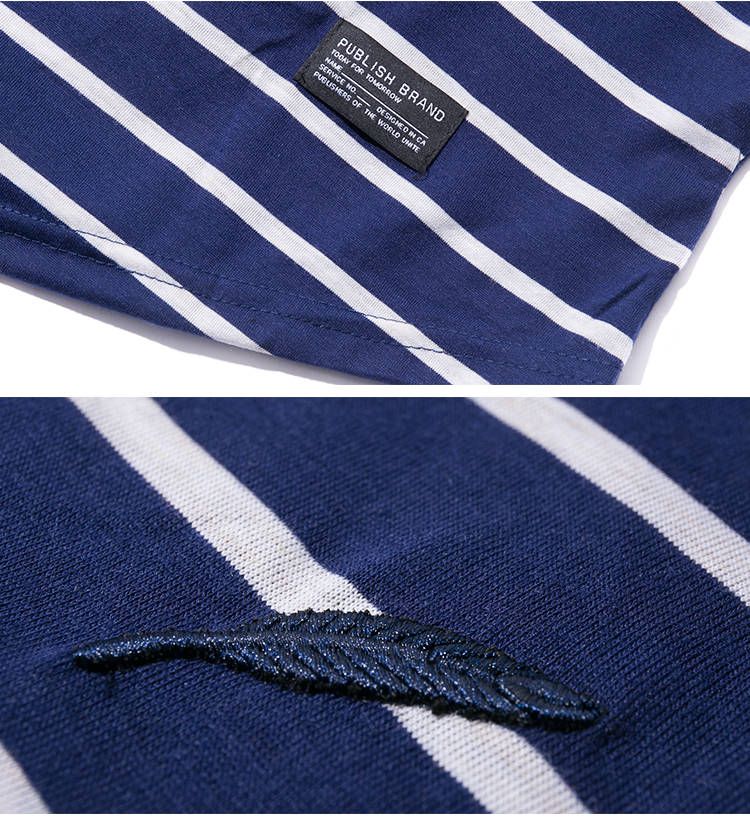 publish 经典美式街头休闲风 海魂蓝白条纹 超舒适纯棉tee